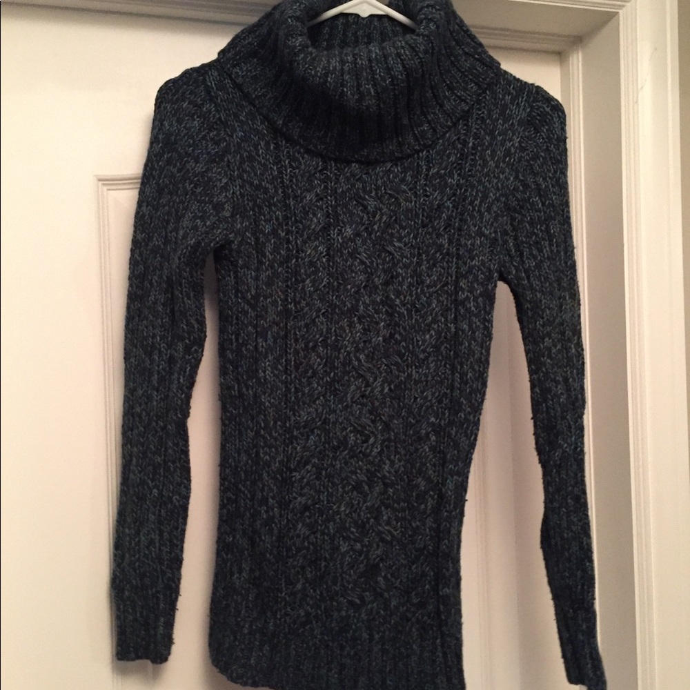 Old Navy Blue and Green Marled Cowl Neck Sweater